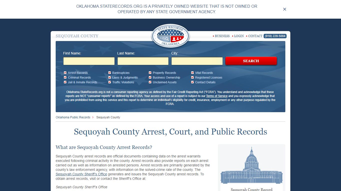 Sequoyah County Arrest, Court, and Public Records